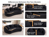 LY-049S Curved Modern Boneless Sofa Loveseat, Backrest Upgrade, 2-Seater Black Chenille Compression W2231P402442