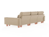 Khaki Chenille Deep Seat 3-Seater Sofa with Brushed Stainless Steel Cup Holders and 3 Decorative 41013323