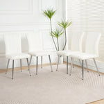 ZUN Modern white PU dining chair, cloth upholstered chair, electroplated metal chair legs, suitable for W210P224292