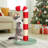 ZUN Christmas Cat Scratching Post, Cute Candy Cane Cat Scratcher with Sisal Scratching Post & Soft 87377269