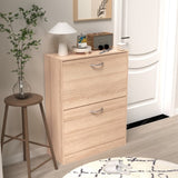 Wooden Shoe Cabinet for Entryway, White Shoe Storage Cabinet with 2 Flip Doors 20.94x9.45x43.11 inch W40943195
