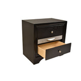Traditional Style 2 Drawer Nightstand made with Wood in Black Color 808857578259