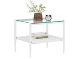 Set of 2 Rectangle End Table, Tempered Glass Tabletop with MDF layer, Modern Table for Living Room , W241P184247