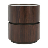 MDF ITALIAN HIGH-GRADE DOUBLE-LAYER STORAGE ROUND SIDE TABLE, BROWN AND BLACK COLOR N770P281243B