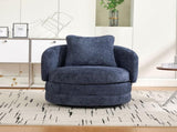 30"W Modern Round 360&deg Swivel Barrel Accent Chair with Pillow, Chenille Upholstered Comfy Barrel W3118P462482