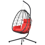 ZUN Egg Chair with Stand Indoor Outdoor Swing Chair Patio Wicker Hanging Egg Chair Hanging Basket Chair W87437580