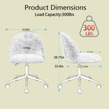 ZUN White Boucle office chair Desk Chair, Mid-Back Adjustable Swivel Computer Chair with Black Legs , W2725P190507