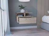 Floating Nightstand 12"H, Wall Mounted with Single Drawer and 2-Tier Shelf, Light Gray B097133174