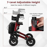 308lbs Foldable Rolling Walker 9" All-Terrain Tires, 7-Level Height , Wide Seat, 36704392