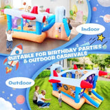 ZUN 6 in 1 outdoor indoor inflatable bouncer for kids target ball basketball slide with blower W1677115480