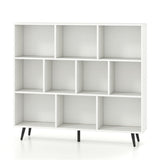 10 Cube Bookcase 3-Tier Modern Storage Organizer with 5 Metal Legs Bookshelves 54672189