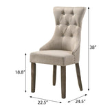 Beige and Reclaimed Grey Tufted Back Side Chairs B062P182696
