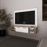 Lesslie Entertainment Center Multistorage and Cable Management, White and Natural Oak B128P263721