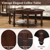 Vintage Oval Coffee Table with Drawer and Storage Shelf, Antique Cocktail Table in 45", French N735P277388D