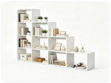 White Stepped 10-Cube Open Bookshelf 4-Tier Engineered Wood Storage Display Rack with Anti-Tipping 21730889