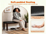 45.5" Solid Rubber Wood Entryway Bench 400LBS, PU Leather Padded Dining Bench, Multi-purpose Shoe 77951483
