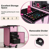 Portable Nail Art Table w/ LED Mirror, Bluetooth, Lockable Drawers, Telescopic Pole - Folding 17460864