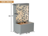 30.71"H Light Gray Metal Leaf Cutout Outdoor Water Wall Fountain with LED Lights, Modern Waterfall N765P355061G