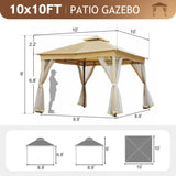 TREXM 10x10 Outdoor Gazebo Tent with Double Roofs, Patio Gazebo with Mosquito Netting, Patio Canopy N715P261156A