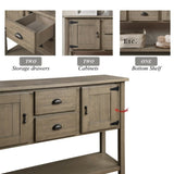 48'' Solid Wood Sideboard Console Table with 2 Drawers and Cabinets and Bottom Shelf, Retro Style W120270248