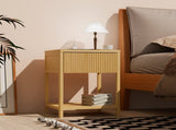 Bamboo Bedroom Nightstand with Charging Station, 2 Tier End Table, Bamboo Bedside Table with USB W2207P504489