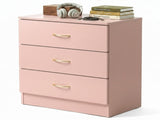 3-Drawer Chest with Faux Rose Gold Handles Drawer Dresser 22.05*12.99*25.98in Pink 03954051