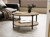Modern minimalist round coffee table, 29.61-inch MDF material double-layer coffee table, open W1727P251175