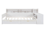 Wooden Full Size Daybed with Storage Shelves, Multi-functional Bed with Two Storage Drawers and 34590533