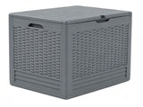 25 Gallon Outdoor Deck Box, Weatherproof PP Storage Chest with Rattan Texture, Lockable Patio 13630288
