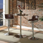 ZUN Retro Brown and Aluminum Pedestal Bar Table B062P189152