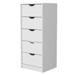 ZUN Logan White 5 Narrow Drawer Dresser B062P175095