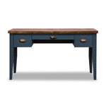 ZUN Bridgevine Home Nantucket 53 inch Writing Desk, No Assembly Required, Blue Denim and Whiskey Finish B108P160179