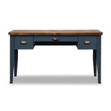 ZUN Bridgevine Home Nantucket 53 inch Writing Desk, No Assembly Required, Blue Denim and Whiskey Finish B108P160179