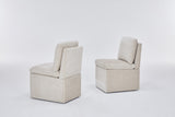 Linen Upholstered Armless Dining Chair with Casters and Storage space-set of 2,BEIGE W2069P288877