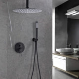 Ceiling Mount Round Shower Combo Set with 10" Rain Shower head and Handheld Shower Head Set with KE-A3585-MB