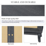Handcrafted Premium Grain Panels,Rattan Sideboard Buffer Cabinet With 4 Rattan Doors, Modern Storage 99325873