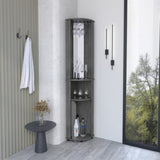 Nashville Corner Bar Cabinet Unit with Wine Glass Rack and Lower Cabinet, Smokey Oak B097P167444