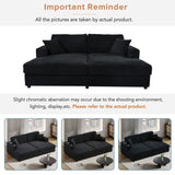 86.5" Oversized Loveseat Chaise Lounge Sectional Sofa Bed Corduroy Sleeper Sofa with USB Ports , N719P232602B