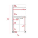 ZUN Kira Kitchen Kart, Double Door Cabinet, One Open Shelf, Two Interior Shelves -White B20091922