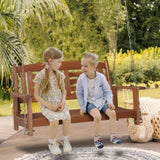 112*53*52cm 500lbs With Chain Double Wooden Swing Reddish Brown 97242072