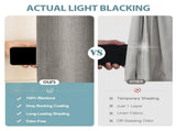 2pcs medium grey 100% opaque curtains with snap-on top, suitable for hanging. They have the 35370236
