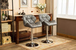 ZUN Glasgow Contemporary Tufted Adjustable Height Hidraulic Bar Stools, Set of 2, Grey T2574P164866