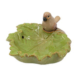 ZUN 15.9x15.6x8.3" Green Ceramic Leaf Water Fountain with Bird Accent W2078P179195