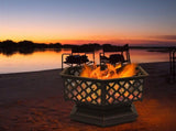 22" Hexagonal Shaped Iron Brazier Wood Pit Decoration for Backyard Poolside 90312473