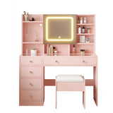 Apple Pink Textured Particle Board with Melamine Laminate, Tempered Glass Top, Five-Drawer Dressing 23583211
