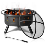 ZUN 30IN Metal Fire Pit Black 80392062