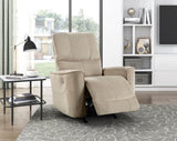 Modern Living Room 1pc Power Rocker Reclining Chair Light Brown Velvet Upholstery Solid Wood Frame B011P264607