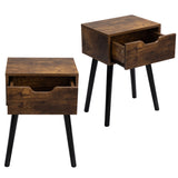 ZUN Set of 2 Mid Century Wood Side Table, End Table with 1 Storage Drawer, Nightstand for Bedroom Living W2181P144024