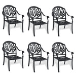 ZUN Cast Aluminum Patio Dining Chair 6PCS With Black Frame and Cushions In Random Colors W1710P166053