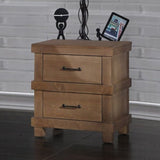 Wooden Nightstand with 2 Drawers in Antique Oak Finish B016P253784